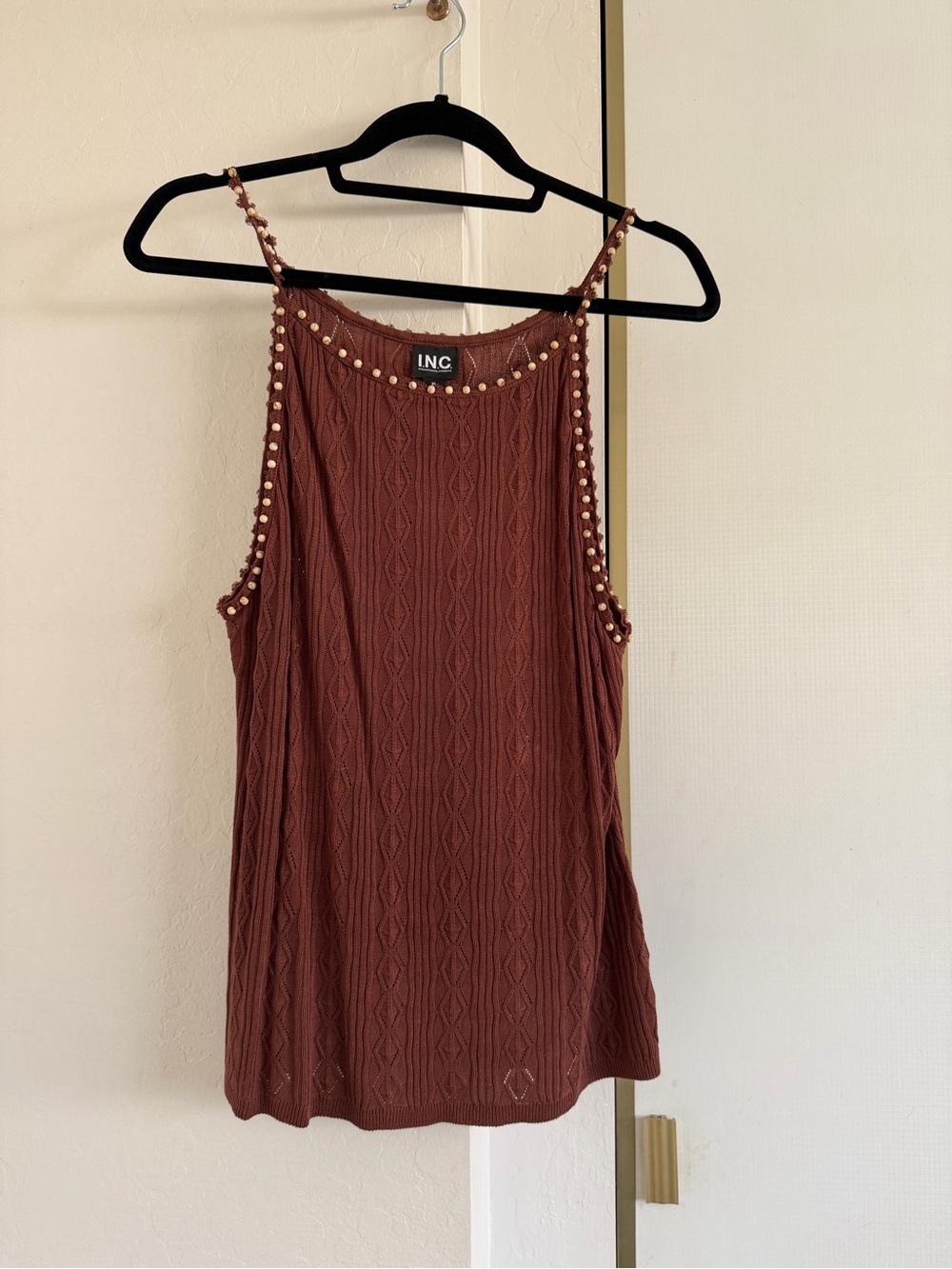 INC International Concepts Rust Brown Beaded Knit Camisole